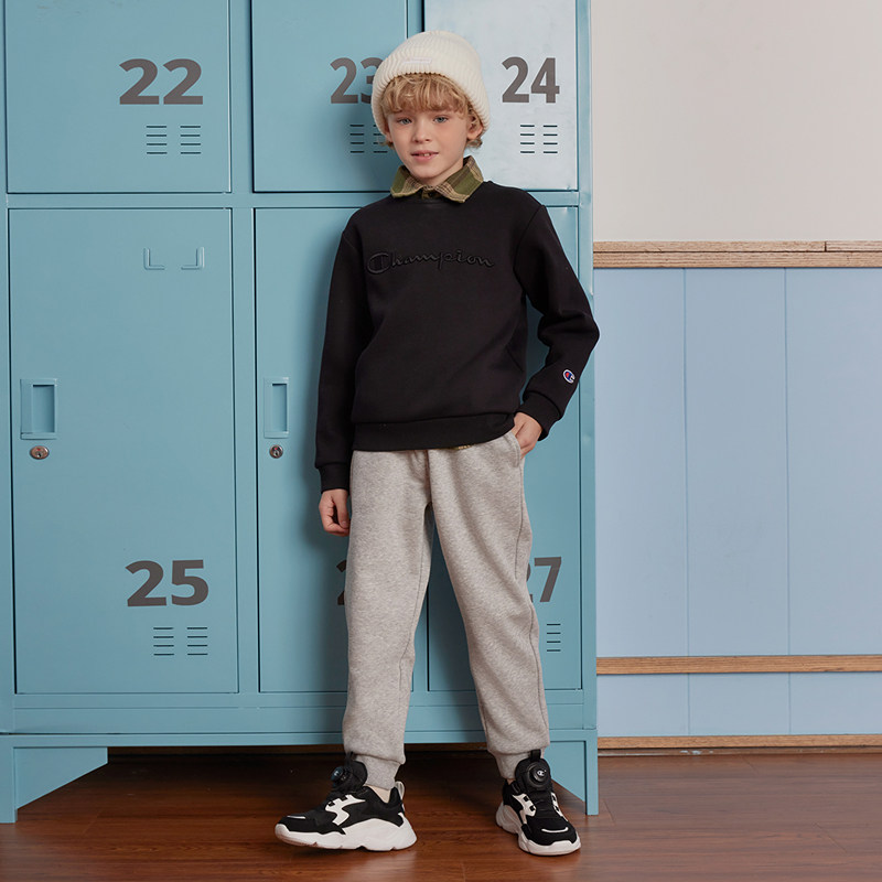 【厚绒】Champion冠军男女儿童装25冬季新款刺绣经典加绒卫裤长裤,淘宝优惠券,粉丝福利购,淘宝优惠卷