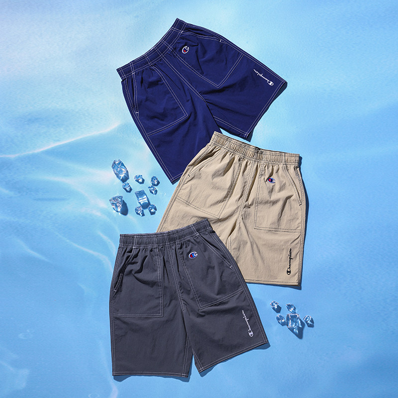 【防泼水】Champion冠军童装2025夏季新款经典弹梭织运动休闲短裤,淘宝优惠券,粉丝福利购,淘宝优惠卷