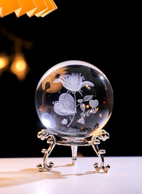 3D激光星系玻璃艺术装饰创意家居礼品定制金属底水晶球热销闪耀