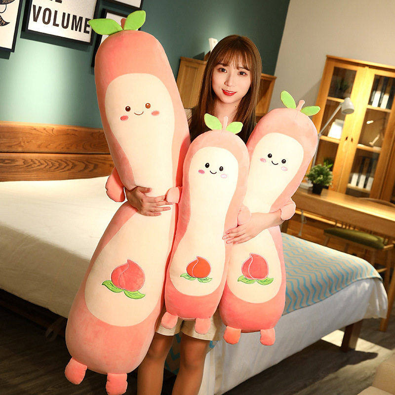 新款桃子抱枕公仔大号毛绒玩具长条娃娃可拆洗儿童偶布娃娃,淘宝优惠券,粉丝福利购,淘宝优惠卷