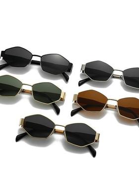 2025新款太眼镜金阳框多边形墨镜女高级感显脸小个性街拍防紫外线