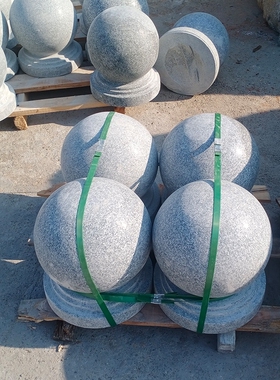 花岗岩石头墩芝麻灰石墩子挡车石广场拦车石球路障圆球大门柱头石