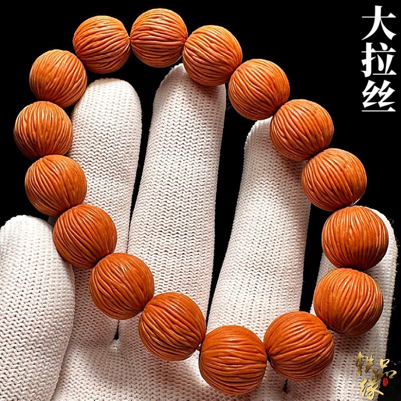拉丝猴头手串高端文玩男士高品质原生态正圆光珠核桃雕刻橄榄核雕 - 图2