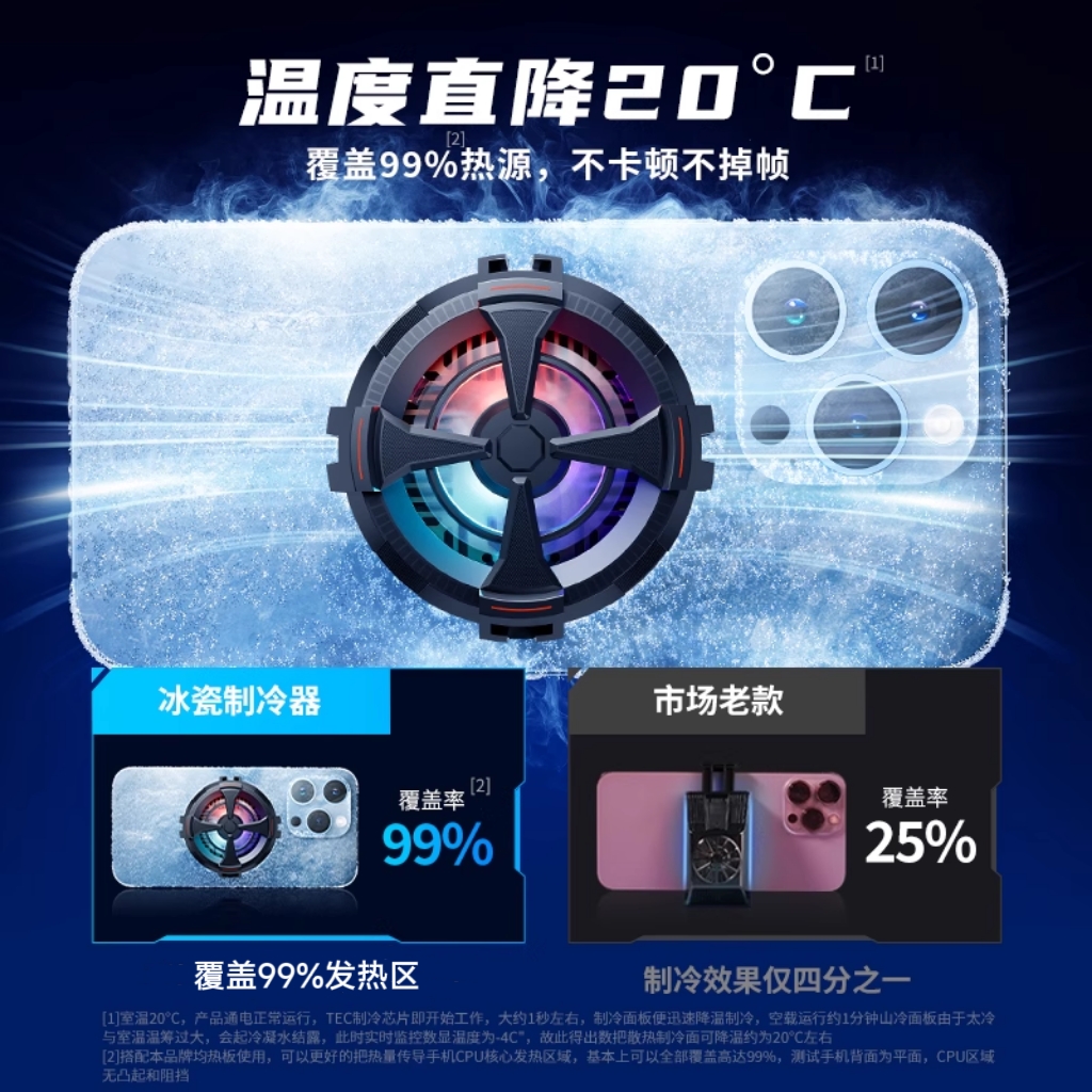 森达升半导体制冷手机散热器降温结冰神器水冷风扇适用于iqoo苹果小米红魔黑鲨2pro散热背夹王者吃鸡游戏直播 - 图0