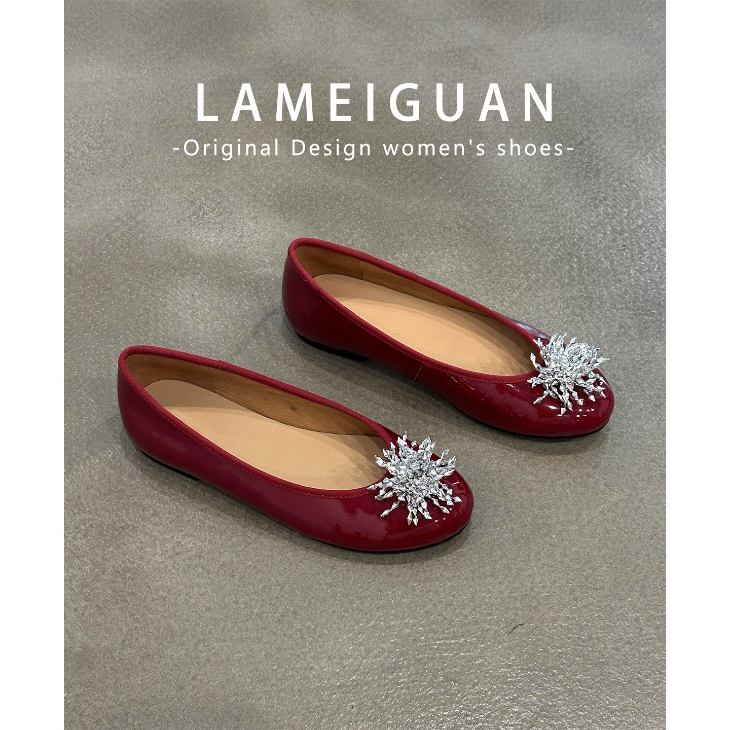 法式高级感水钻烟花平底新娘鞋婚鞋女2025秋季新款红色芭蕾舞单鞋,淘宝优惠券,粉丝福利购,淘宝优惠卷