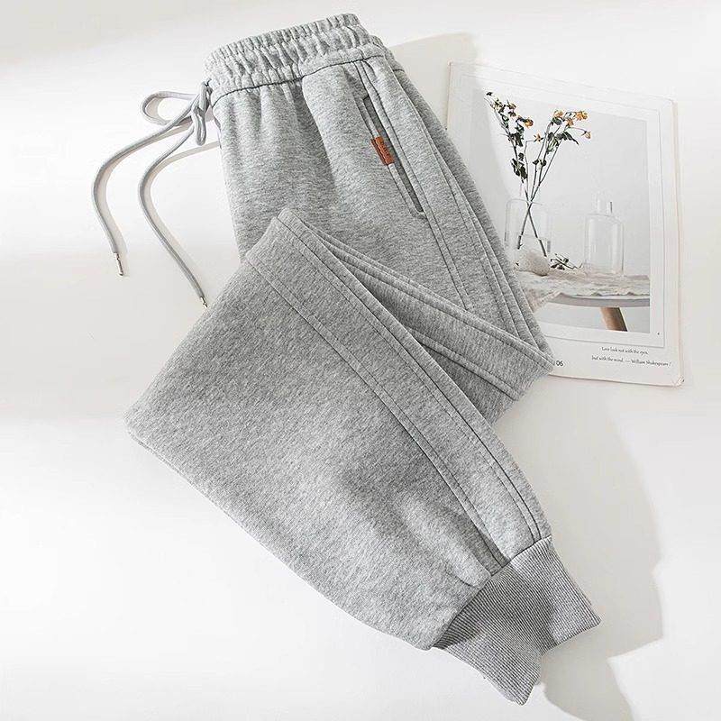 安可拉红加绒宽松束脚卫裤女2025秋冬薄款休闲运动裤显瘦保暖裤子,淘宝优惠券,粉丝福利购,淘宝优惠卷