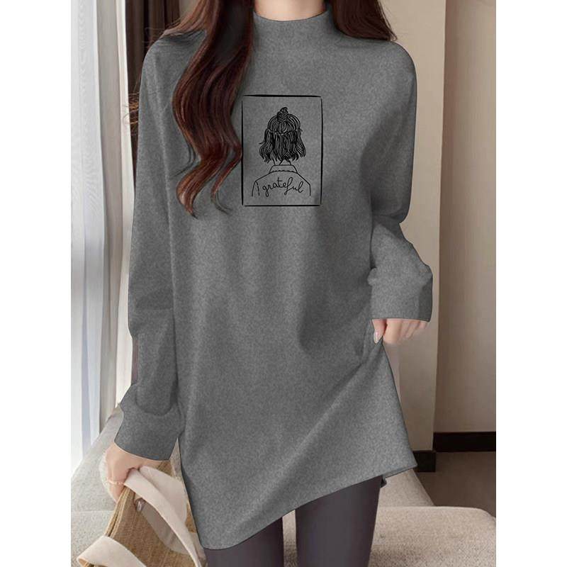 半高领磨毛内搭长袖t恤打底衫女秋冬中长款遮屁股配鲨鱼裤的上衣,淘宝优惠券,粉丝福利购,淘宝优惠卷