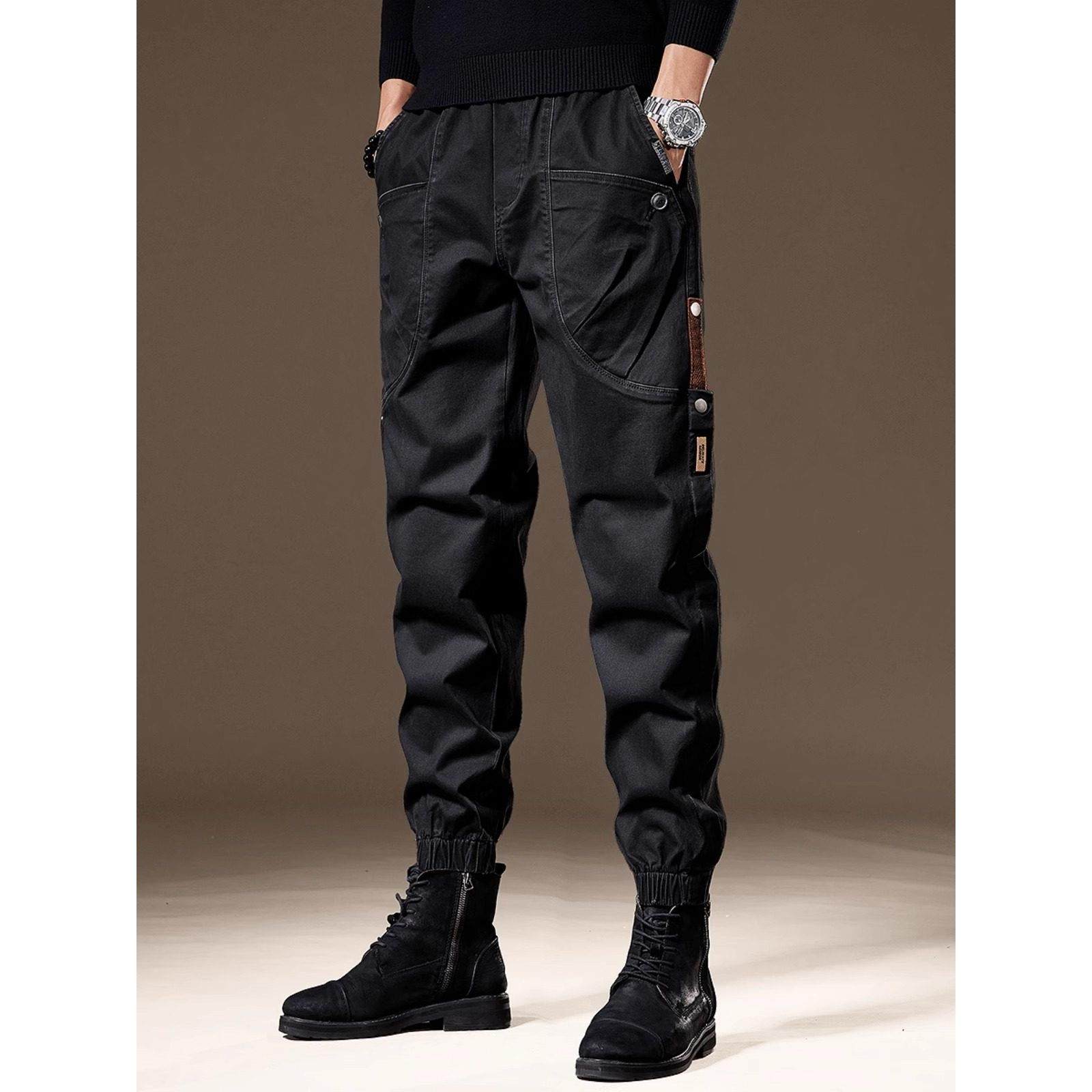 it neith BIAS潮牌美式覆古拼接休闲工装裤男加绒大码哈伦束脚裤,淘宝优惠券,粉丝福利购,淘宝优惠卷