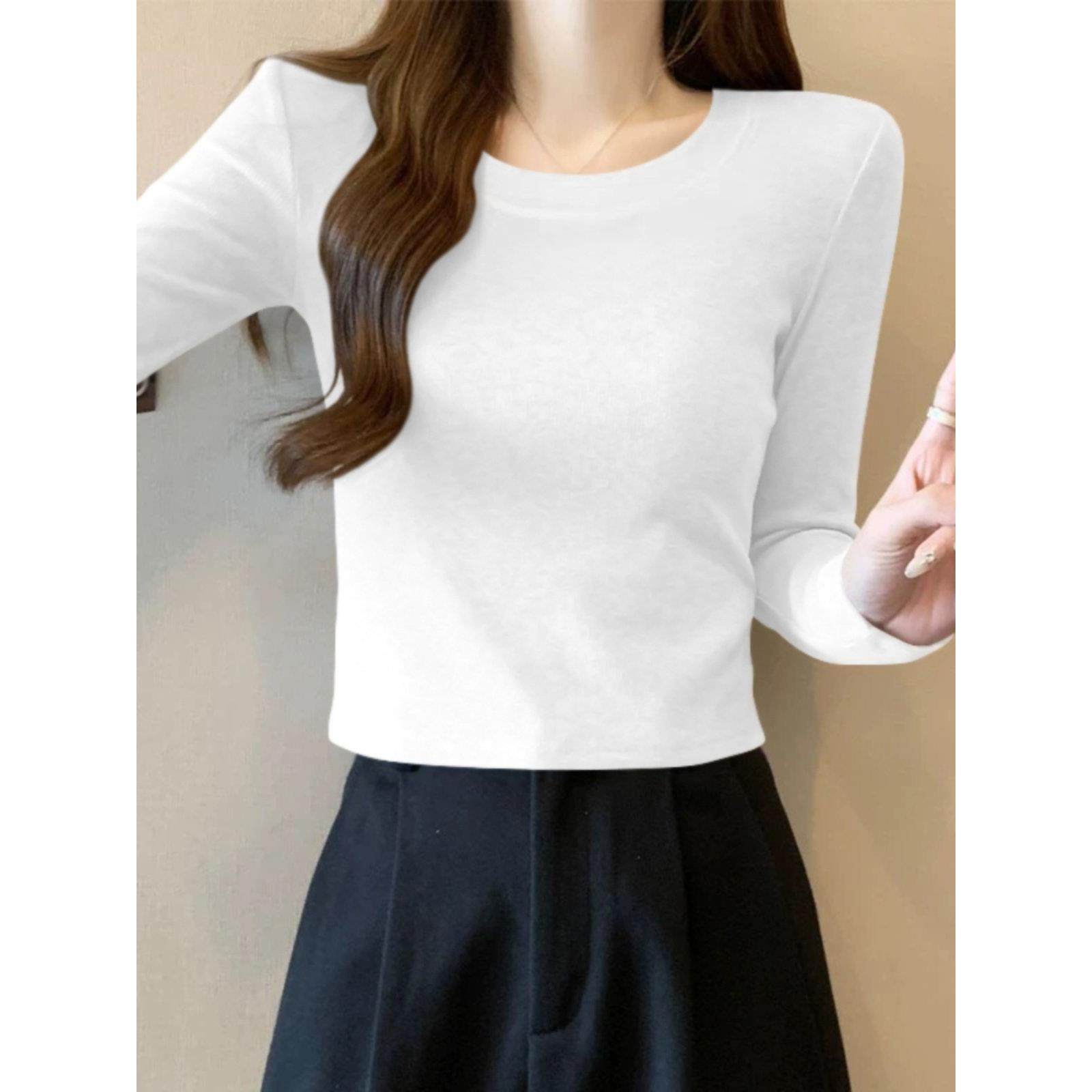 酒红色短款正肩打底衫女内搭2025新款春秋修身加绒长袖T恤上衣潮,淘宝优惠券,粉丝福利购,淘宝优惠卷