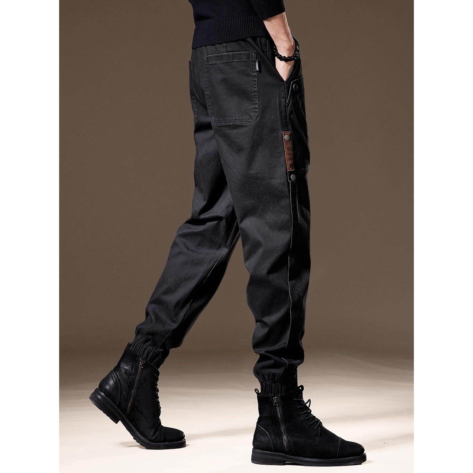 it neith BIAS潮牌美式覆古拼接休闲工装裤男加绒大码哈伦束脚裤,淘宝优惠券,粉丝福利购,淘宝优惠卷