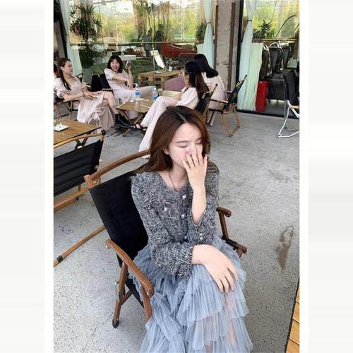 Ckapo Rouje法式高级感多层网纱蛋糕裙灰色半身裙百搭中长款裙子 - 图0