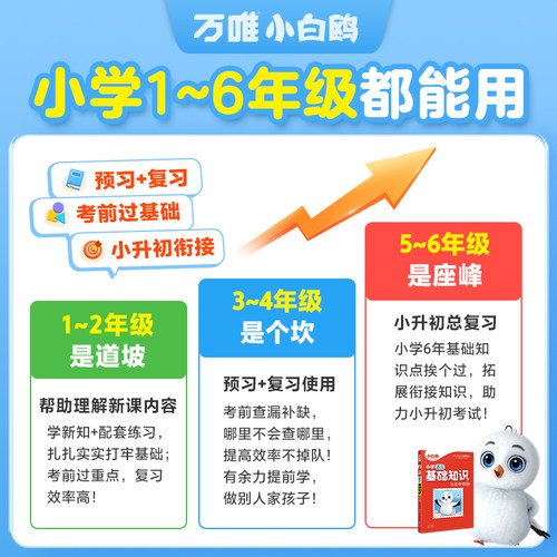 万唯小白鸥小学语文基础知识大全手册数学英语小升初总复习强化训练学霸一二三四五六年级小白鸽古诗词单词语法同步教材全解小白欧 - 图1