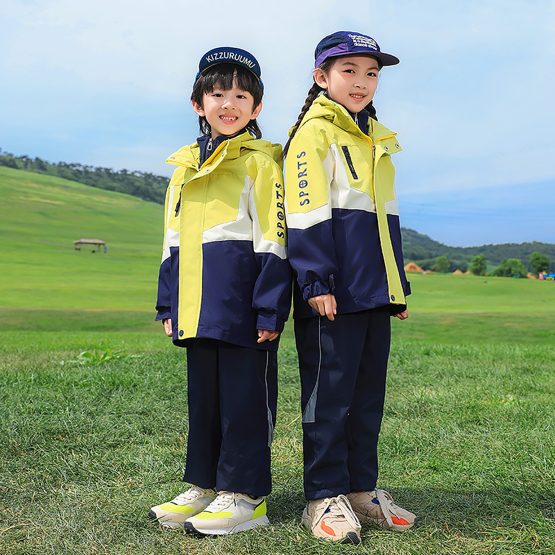 速发可批幼儿园园服冲锋衣三件套秋冬季班服小学生校服春秋套装定