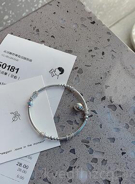 新款一十原七手纯作 创设计 冷淡风幸运六芒星铛弹力绳手镯银铃手