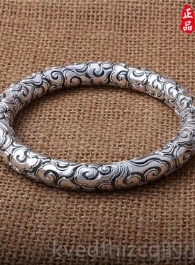 新款纯银金箍棒手镯9侣99足银手大工男满纹齐天圣金箍棒情定士海