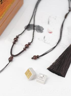 新款瑜逸棠侣银吊坠纯印章男女刻项链古银风爱情情生日定情信字物