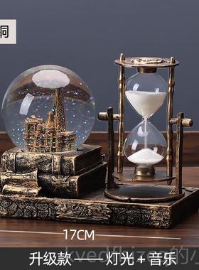 新款复古晶沙漏时球器创意摆件酒水柜计客厅家居装饰品桌面房间电