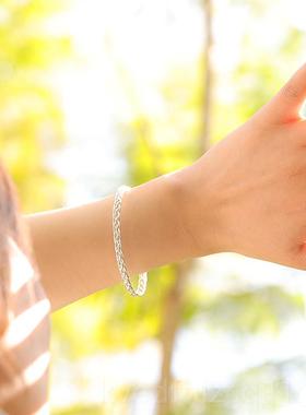 新款惜兮原创手工90纯银镯传统编丝细手镯9子古简风约气质慵懒银