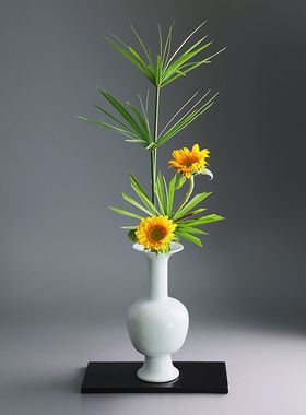 中式花陶瓷花器净玻璃云白禅意插花器皿客厅插花桌面摆件白色