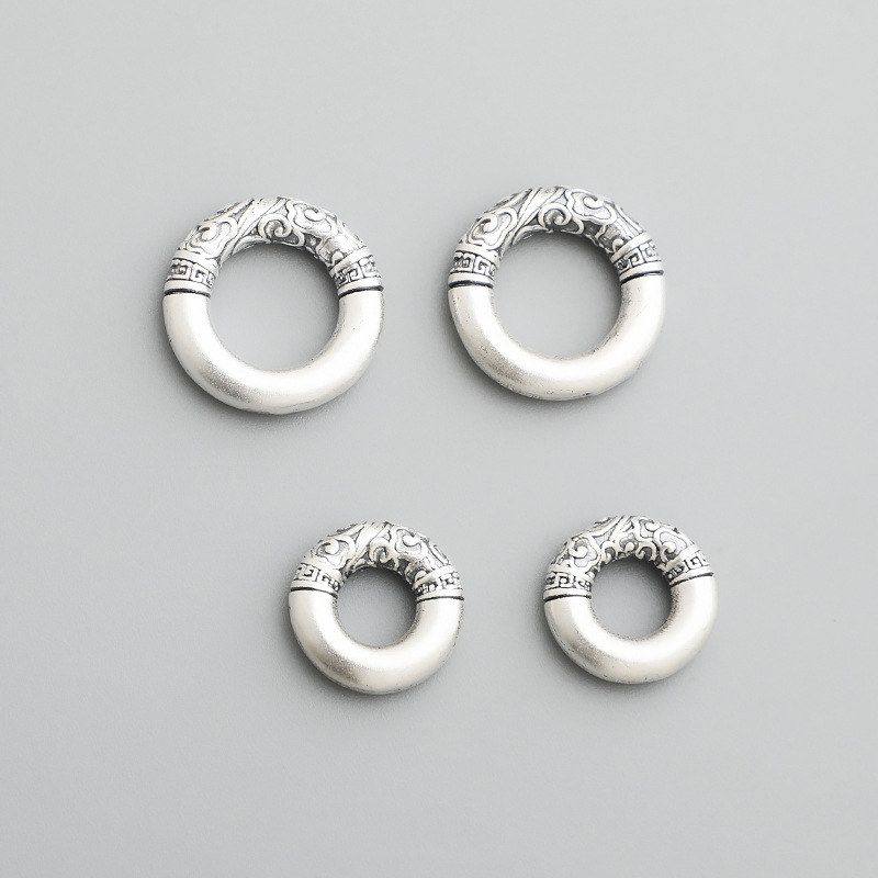 编绳圈闭口扣国风平安云纹配件DIY银祥手链硬3D足银项链999圆形S,淘宝优惠券,粉丝福利购,淘宝优惠卷