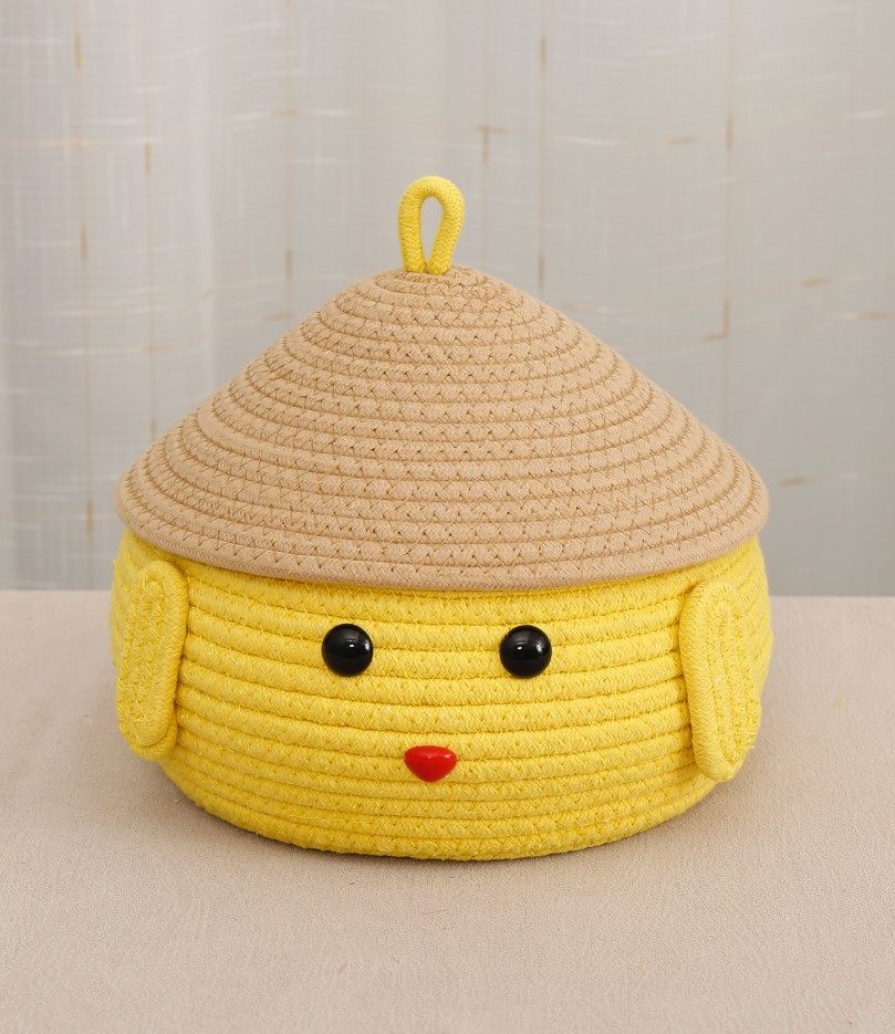 桌面卡通收纳盒茶几零食收纳筐棉线杂物化妆品客厅置物带盖整理篮,淘宝优惠券,粉丝福利购,淘宝优惠卷