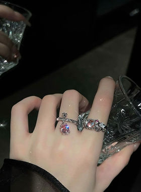 泫雅同款欧泊石戒指女学生猫眼石轻奢小众设计精致高级感指环