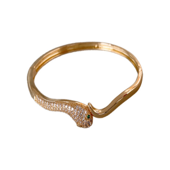 진짜 금 전기 도금 지르콘 뱀 모양의 팔찌, 패셔너블한 유럽 및 미국 디자인 팔찌, 여성을 위한 가벼운 럭셔리, 고급 및 기질 핸드 주얼리