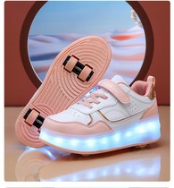 High-end new four-wheeled Storm Shoeshoe Girl Wheels Skating Shoes Boy Deformation Wheels Shoes Four-wheeled Children Invisible Slip