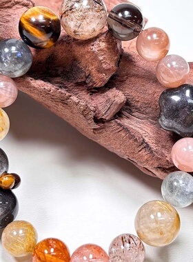 2025年新款设计感天然虎眼石月光石手链金发晶超七手饰茶晶时尚