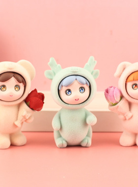 卡通网红植绒树脂萌娃家居桌面摆件客厅卧室书桌电脑桌装饰
