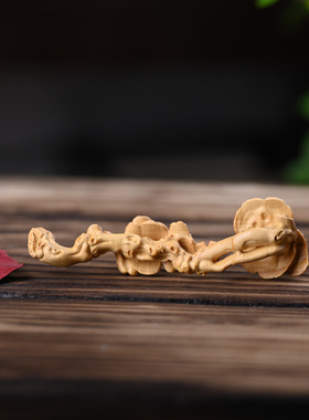 2025新款崖柏木质灵芝如意文玩摆件创意家居博古架小礼品高雅装饰