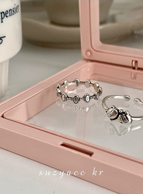 2025韩国重工S925复古小众设计食指招财猫纯银戒指女款新款