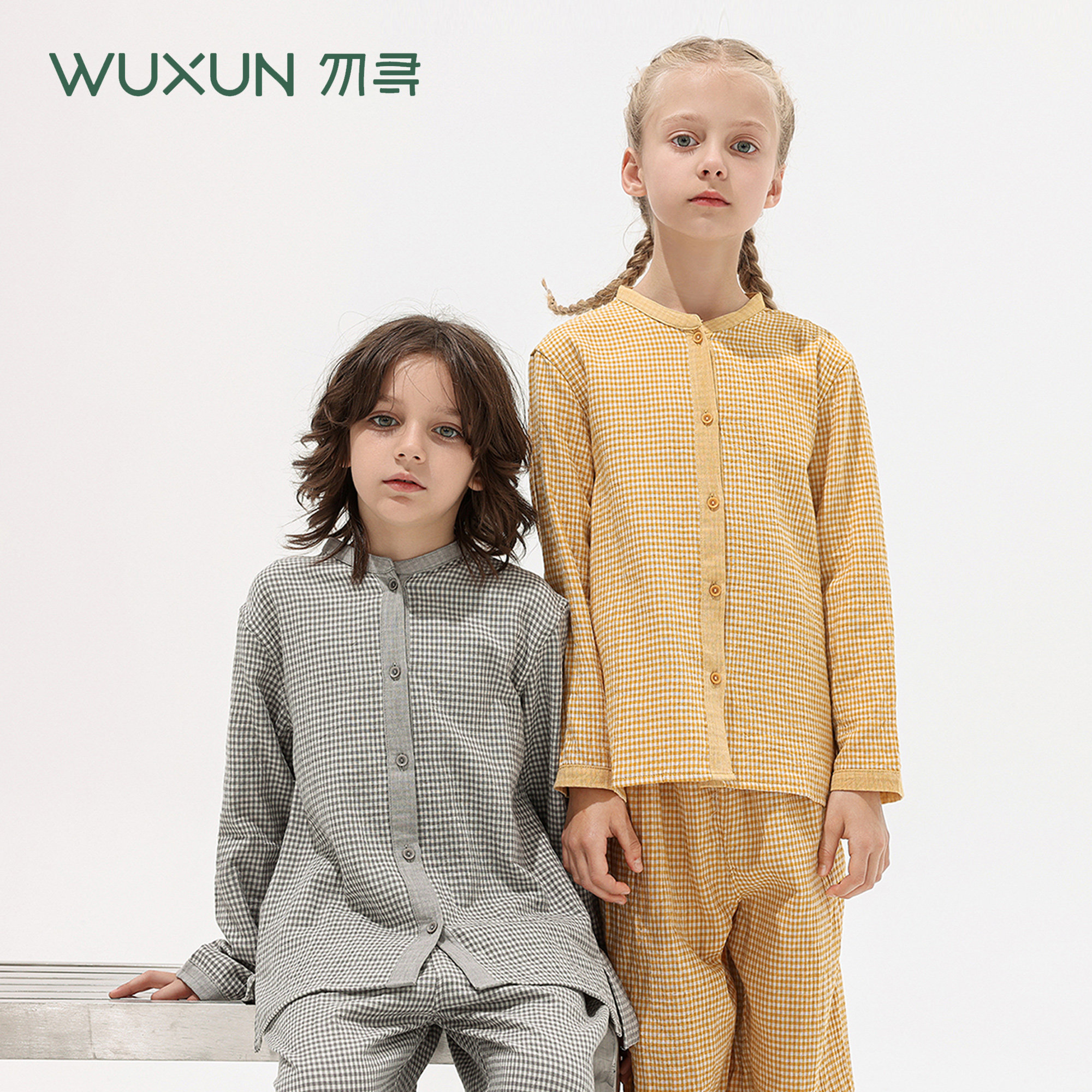 勿寻儿童睡衣纯棉双层纱a类夏季短袖女大童立领空调房男童家居服,淘宝优惠券,粉丝福利购,淘宝优惠卷