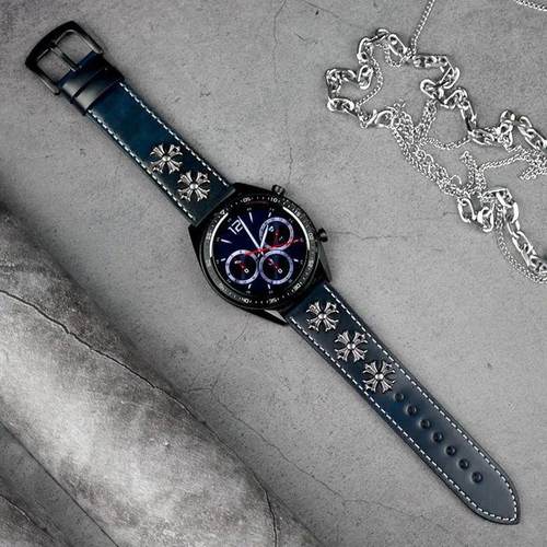 适用华为gt5表带朋克罗心柳钉复古表带华为gt4/gt3手表带荣耀Magic2真皮46mm表带gt2pro复古朋克罗心22mm表带 - 图2