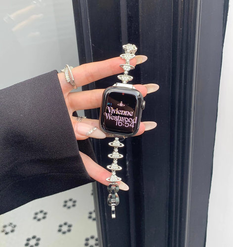 适用红米watch4手表带新款满镶钻土星金属表链小米9pro小香风高级女表链红米Redmi3/2/1代青春版小众女腕带 - 图3