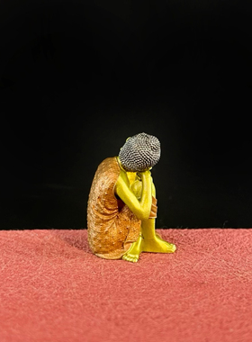 「系绮」思维佛纯手工实心铜彩绘铜像摆件神像摆件办公桌摆件