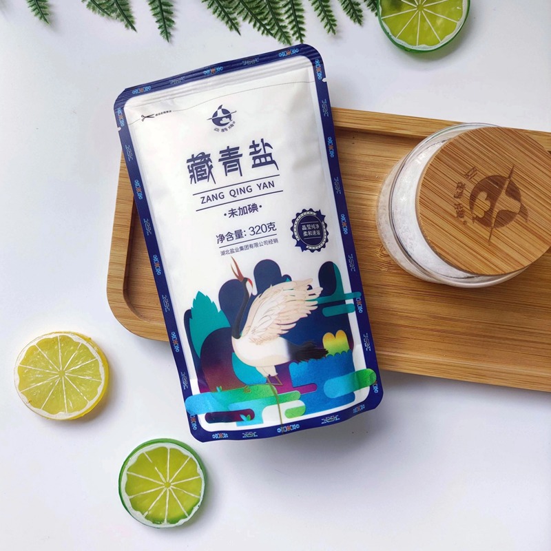 云鹤藏青盐320g整件60袋青海湖盐未加碘食盐家用无抗结剂茶卡湖盐