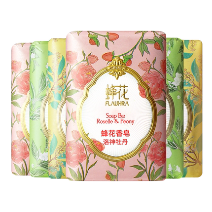 FLAUHRA蜂花檀香皂125g*6块套装牡丹春茶檀香皂洗脸沐浴洗手香皂