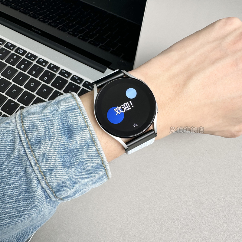 适用galaxy三星watch6classic手表表带watch5pro尼龙编织watch7ultra折叠磁吸扣watch3男女active2原装官方s3