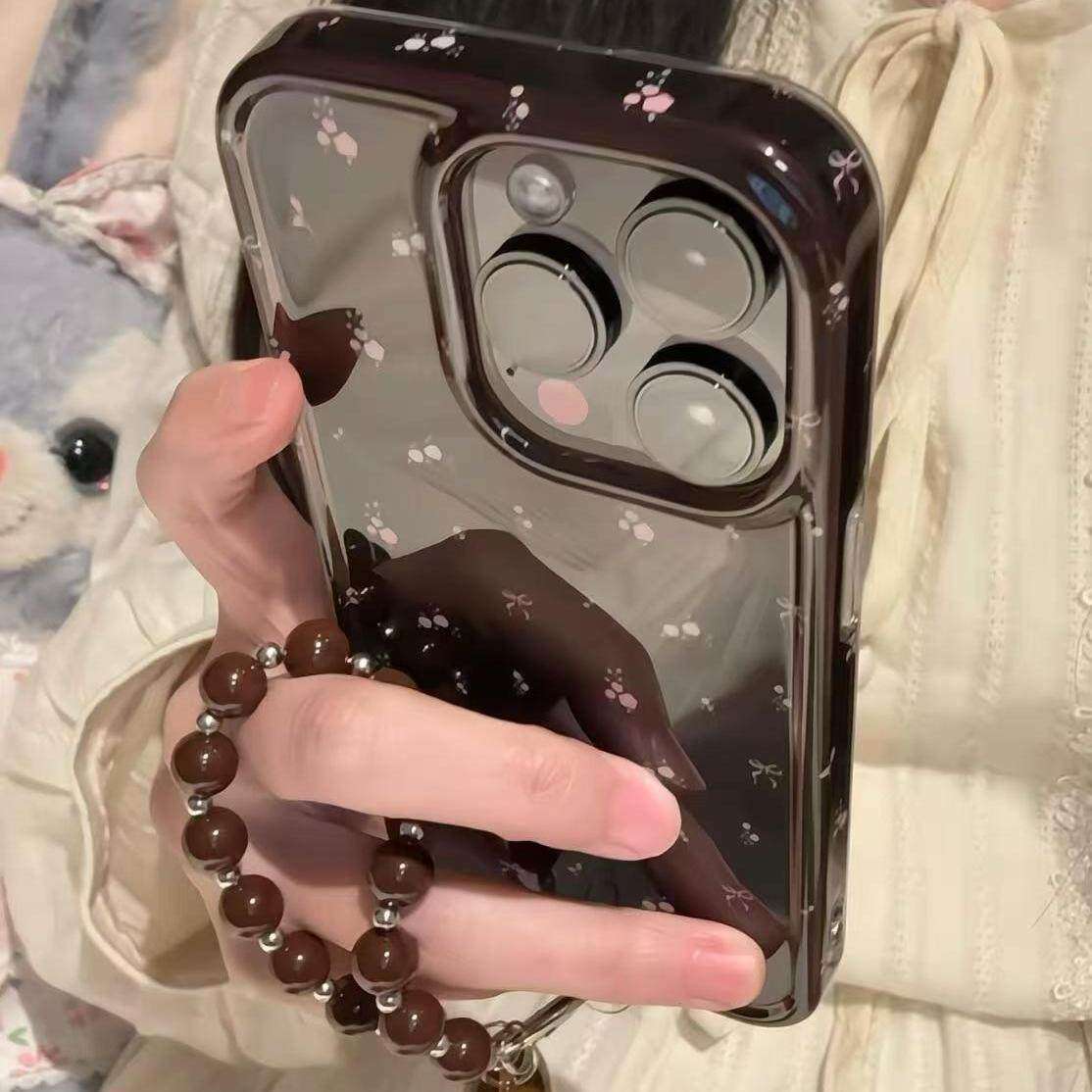 透棕满屏粉蝴蝶结碎花手绳适用iPhone17promax手机壳15新款17pro网红女款13创意全包防摔16pro超好看17保护套,淘宝优惠券,粉丝福利购,淘宝优惠卷