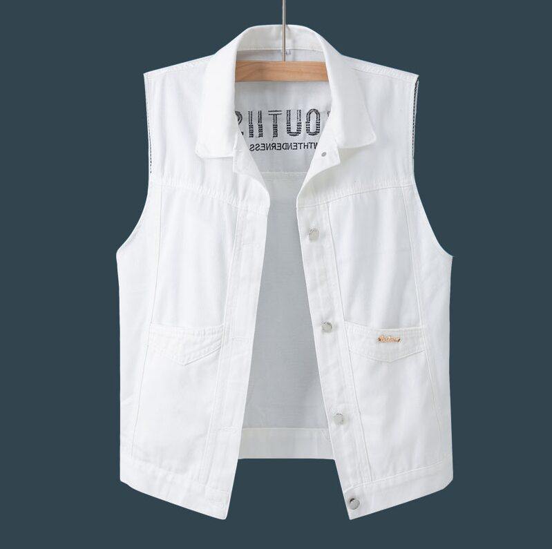 刺绣白色牛仔马甲短外套男春夏装2024年新款韩版宽松马夹背心上衣,淘宝优惠券,粉丝福利购,淘宝优惠卷