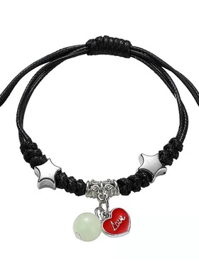 夜光情侣手工编织手链清新甜美学生饰品闺蜜情侣夜光手工编织