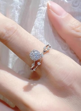 小红书爆款新品戒指女莫桑石925纯银小众仙女不掉色轻奢戒送女友