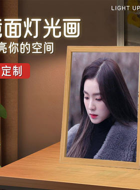 2026新款创意个性卧室装饰小夜灯DIY发光照片镜面画生日礼物定制