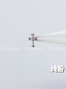 F136钛合金十字架鸢尾花耳钉锆石钛合金耳骨钉耳垂耳蜗钉定制