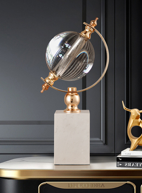 现代创意水晶地球仪摆件轻奢高档客厅酒柜书柜办公室领导桌面装饰