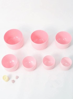 A级准音粉c色水晶钵疗愈音乐碗冥想音疗瑜伽颂钵套装送圈棒6-12寸