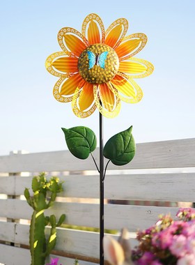 田园风铁艺旋h转大风车户外花园装饰旋转庭院别墅新款造景创意摆