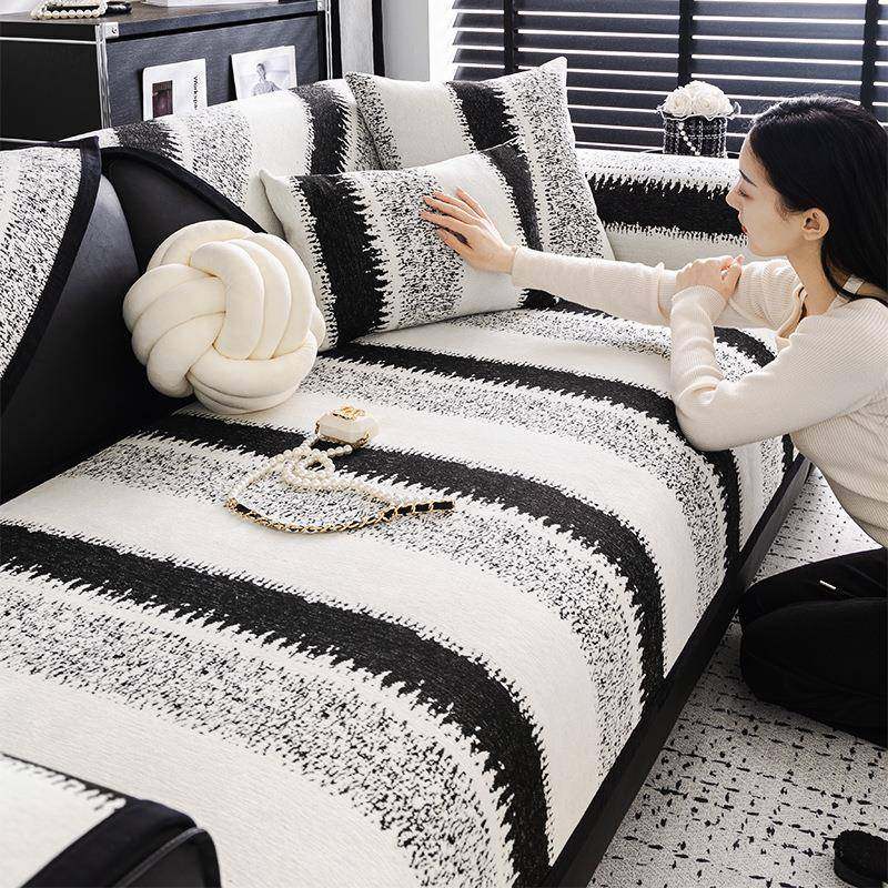 雪尼尔沙发垫四季通用2026新款条纹沙发套罩轻奢高级感防滑盖布巾,淘宝优惠券,粉丝福利购,淘宝优惠卷