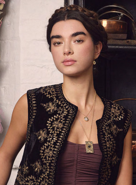 【自营】Fable法式西方黑色珐琅新月亮项链轻奢戒指ins锁骨链女